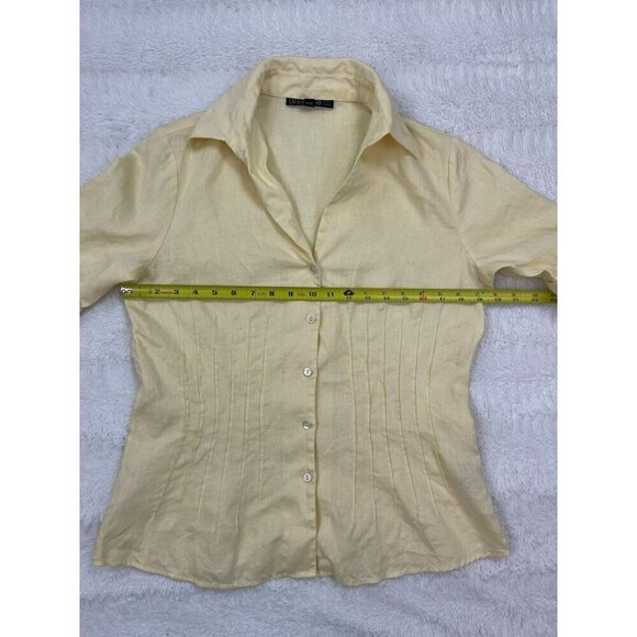 Lafayette 148 Two Piece Skirt Shirt Outfit 10 Spring Easter Summer Yellow Embroi - Picture 10 of 11